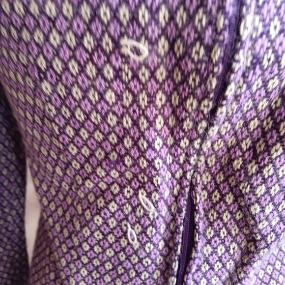 1OF1 Medium Women's Vintage 70's Dress Purple Geometric Sleeveless Vest Overlay - Picture 9 of 9